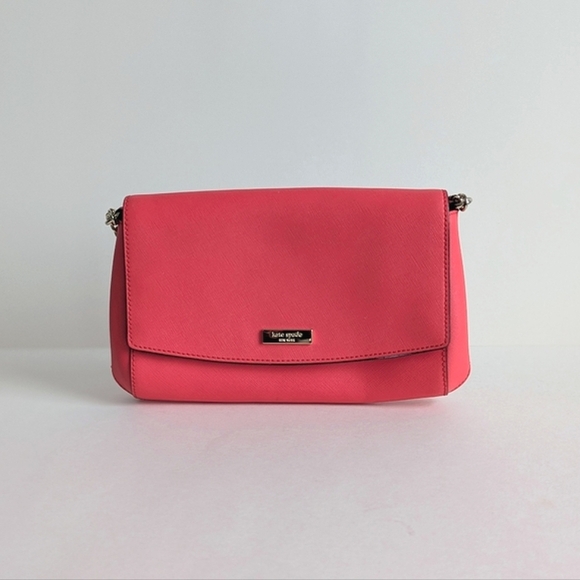 Kate Spade New York Laurel Way Greer Genuine Leather Crossbody Bag Coral Red - Picture 3 of 16